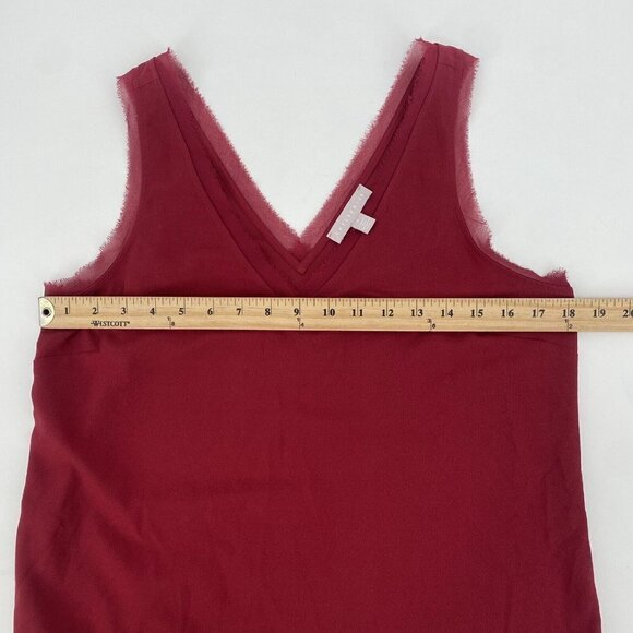 Chelsea28 Size M Sleeveless Gauze Raw Edge Maroon Burgundy Blouse - Picture 6 of 8